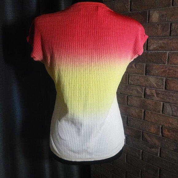 Jones New York Women's Ombre Style Capped Sleeve Ribbed Top - Size L - Picture 6 of 11